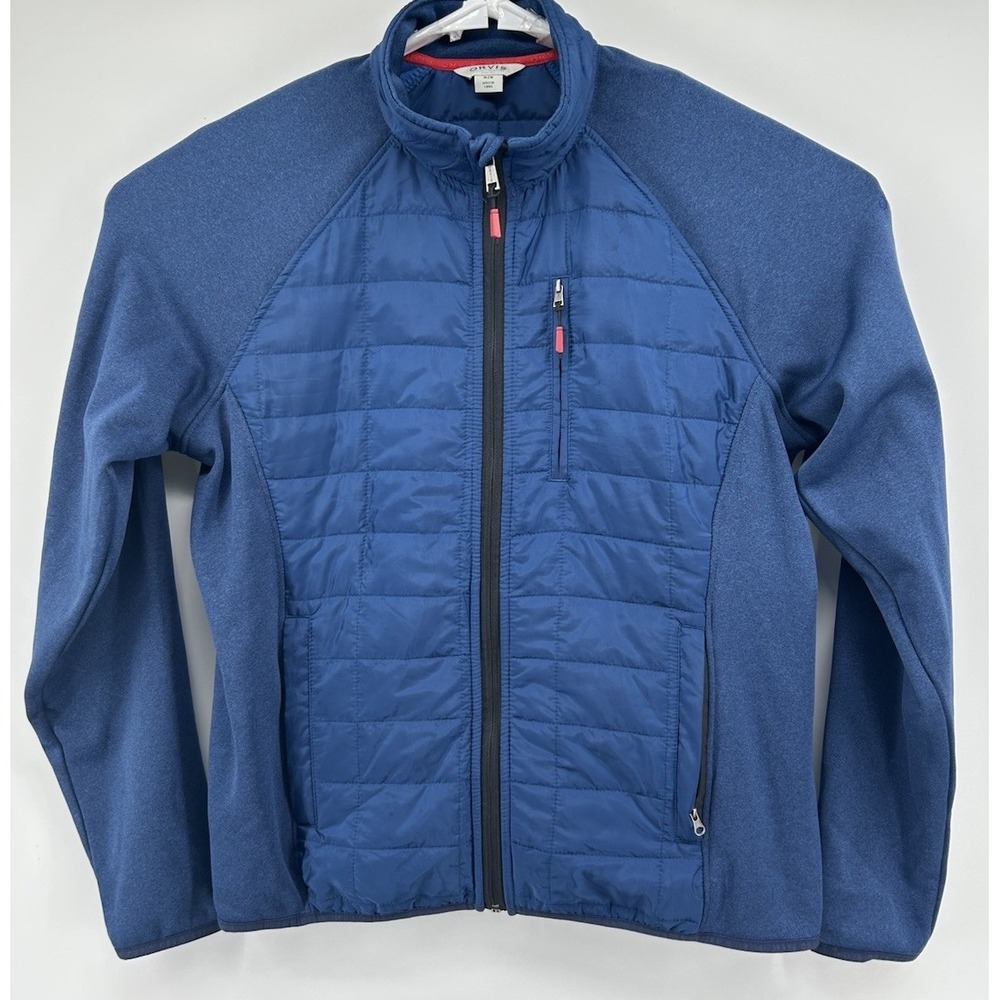 Orvis Men's Mixed Media Full Zip Quilted Jacket Blue Size Medium